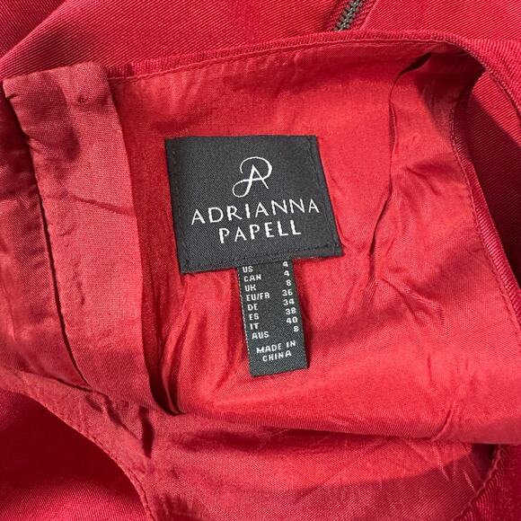 Adrianna Papell High Low Mikado Gown Ruffle Sleeveless Midi Maxi Satin Dress - Picture 10 of 12